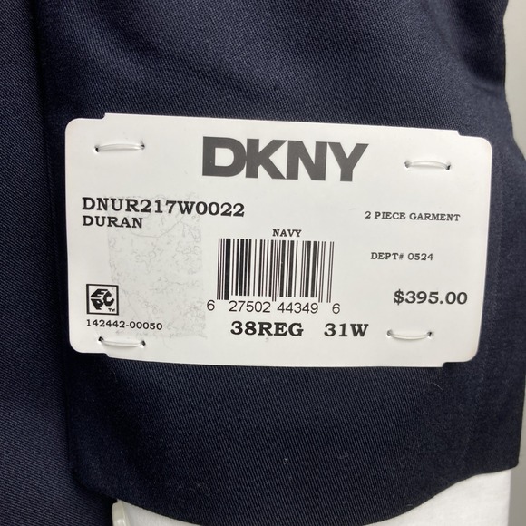 DKNY Men's Modern Fit 2-Piece Suit 38R Jacket 31W Pants Navy Blue Solid - Picture 9 of 13
